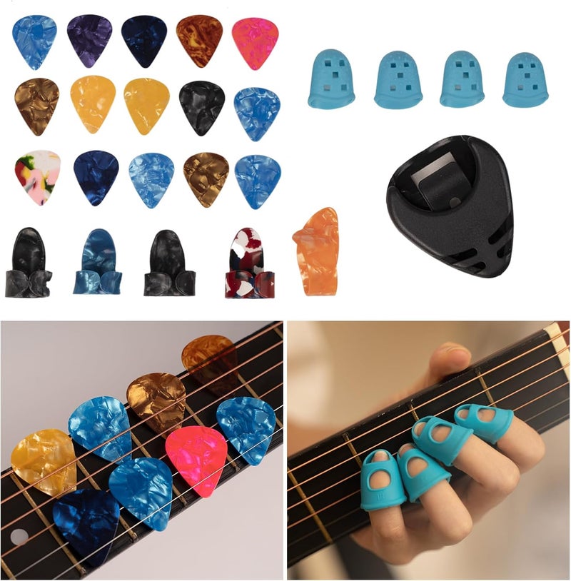 Moomuto 88PCS Acoustic Guitar Accessories Kit Include Acoustic Guitar Strings,Tuner,Capo,Thumb Finger Picks,3-in-1 Restring Tool,Bridge Pins,Strap,Hanger,Picks,Fretboard Stickers for Guitar Starter - Image 2